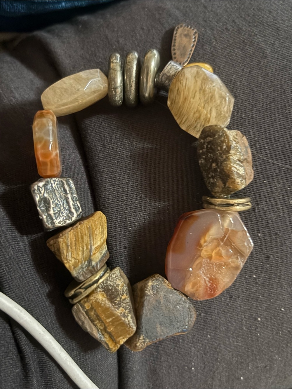 Silpada Brown & Gold Natural Stone and Metal Bead Bracelet
